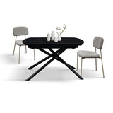 tavolo bonifacio in ceramica nero sahara e base in metallo verniciato nero, allungabile 120×88 cm – 180×88 cm, design...