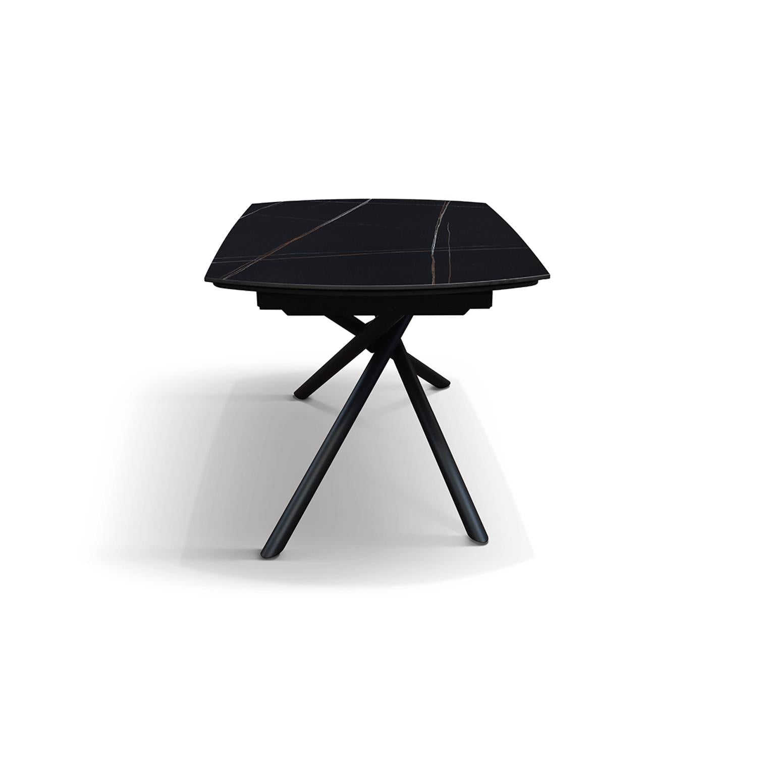 tavolo bonifacio in ceramica nero sahara e base in metallo verniciato nero, allungabile 120×88 cm – 180×88 cm, ideale per...