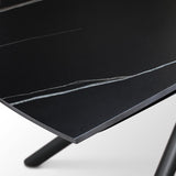 tavolo bonifacio in ceramica nero sahara e base in metallo verniciato nero, allungabile 120×88 cm – 180×88 cm, superficie...