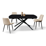 tavolo bonifacio in ceramica nero sahara e base in metallo verniciato nero, allungabile 140×90 cm – 200×90 cm, tavolo...