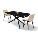 tavolo bonifacio in ceramica nero sahara e base in metallo verniciato nero, allungabile 140×90 cm – 200×90 cm, dettaglio...