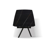 tavolo bonifacio in ceramica nero sahara e base in metallo verniciato nero, allungabile 140×90 cm – 200×90 cm, superficie...