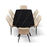 tavolo bonifacio in ceramica nero sahara e base in metallo verniciato nero, allungabile 160×90 cm – 240×90 cm, superficie...