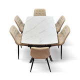 tavolo bonifacio in ceramica bianco statuario e base in metallo verniciato nero, allungabile 160×90 cm – 240×90 cm, ideale...