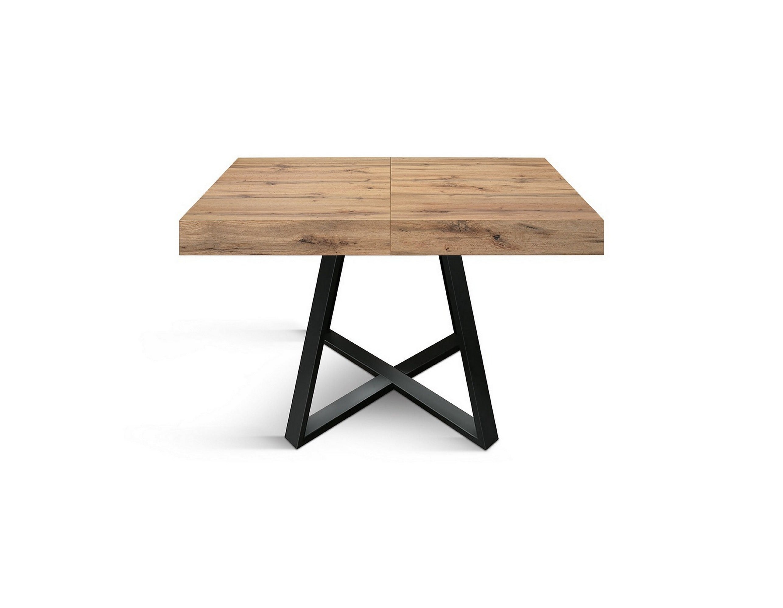 tavolo forte dei marmi in legno, finitura rovere rustico e base incrociata in metallo antracite, allungabile 95×90 cm – 145...