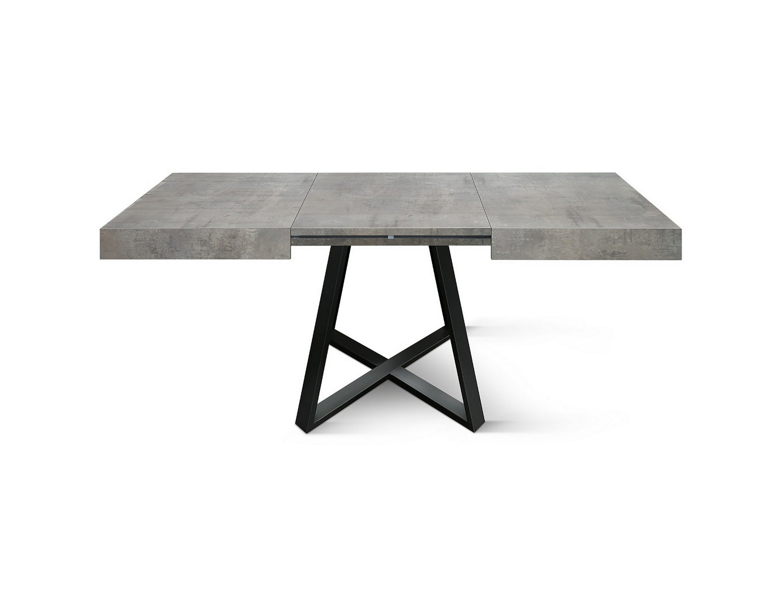 tavolo forte dei marmi in legno, finitura grigio cemento e base incrociata in metallo antracite, allungabile 95×90 cm – 145...