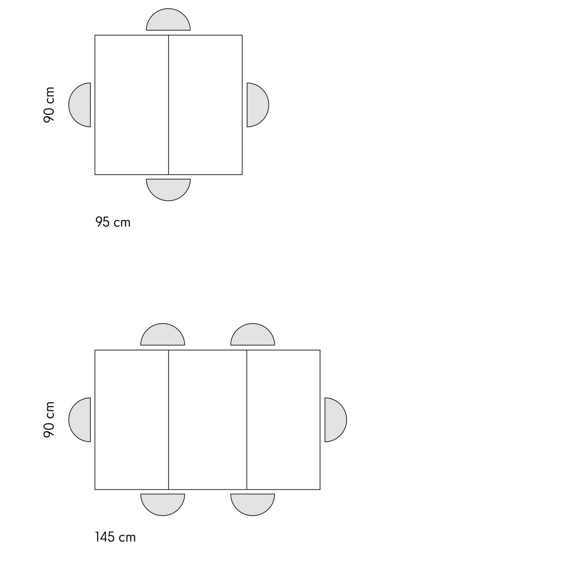 tavolo forte dei marmi in legno, finitura grigio cemento e base incrociata in metallo antracite, allungabile 95×90 cm – 145...