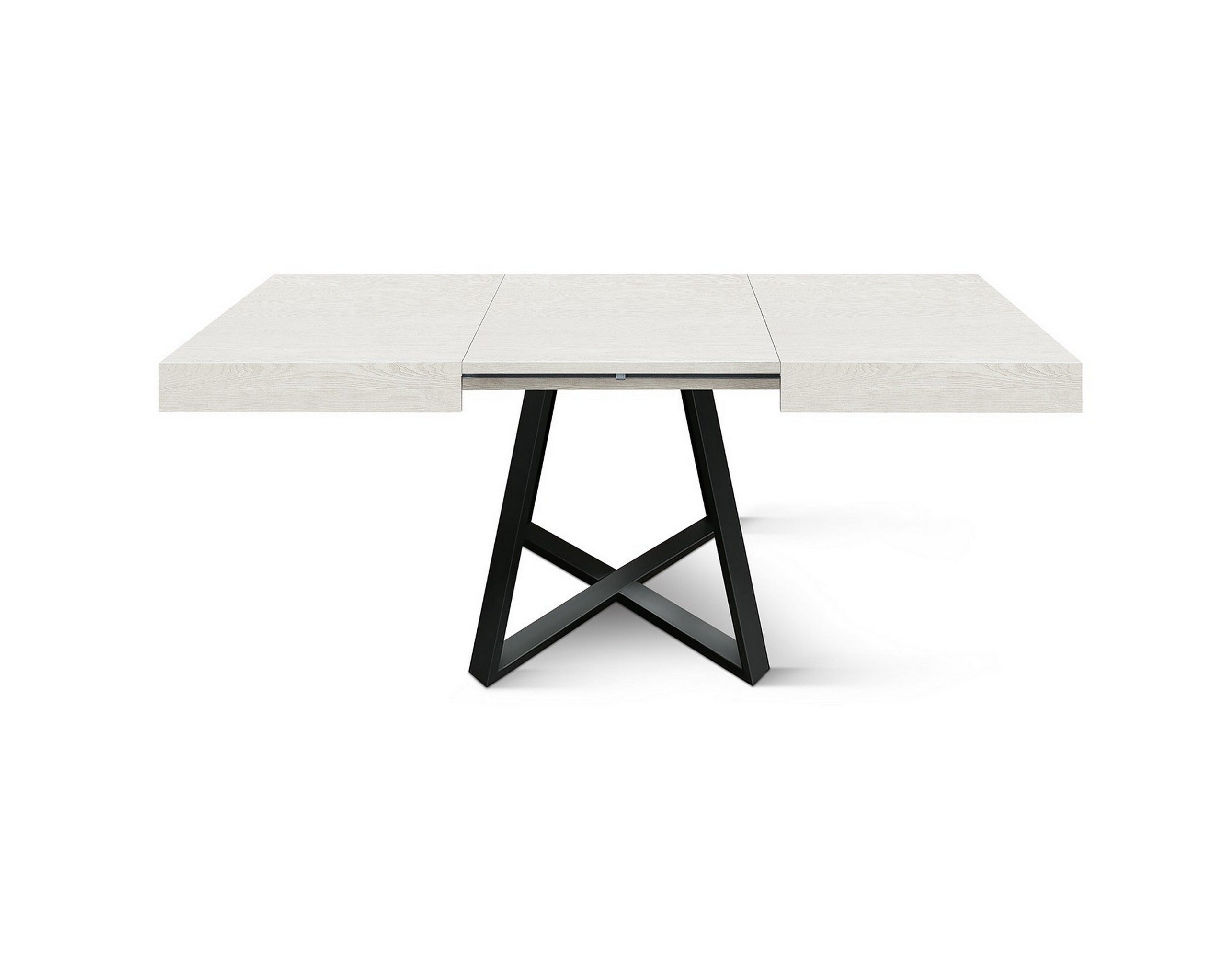 tavolo forte dei marmi in legno, finitura bianco frassinato e base incrociata in metallo antracite, allungabile 95×90 cm –...