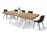 tavolo allungabile amalfi in legno effetto rovere rustico e gambe a x bianche, allungabile 180×90 cm – 260×90 cm, design...