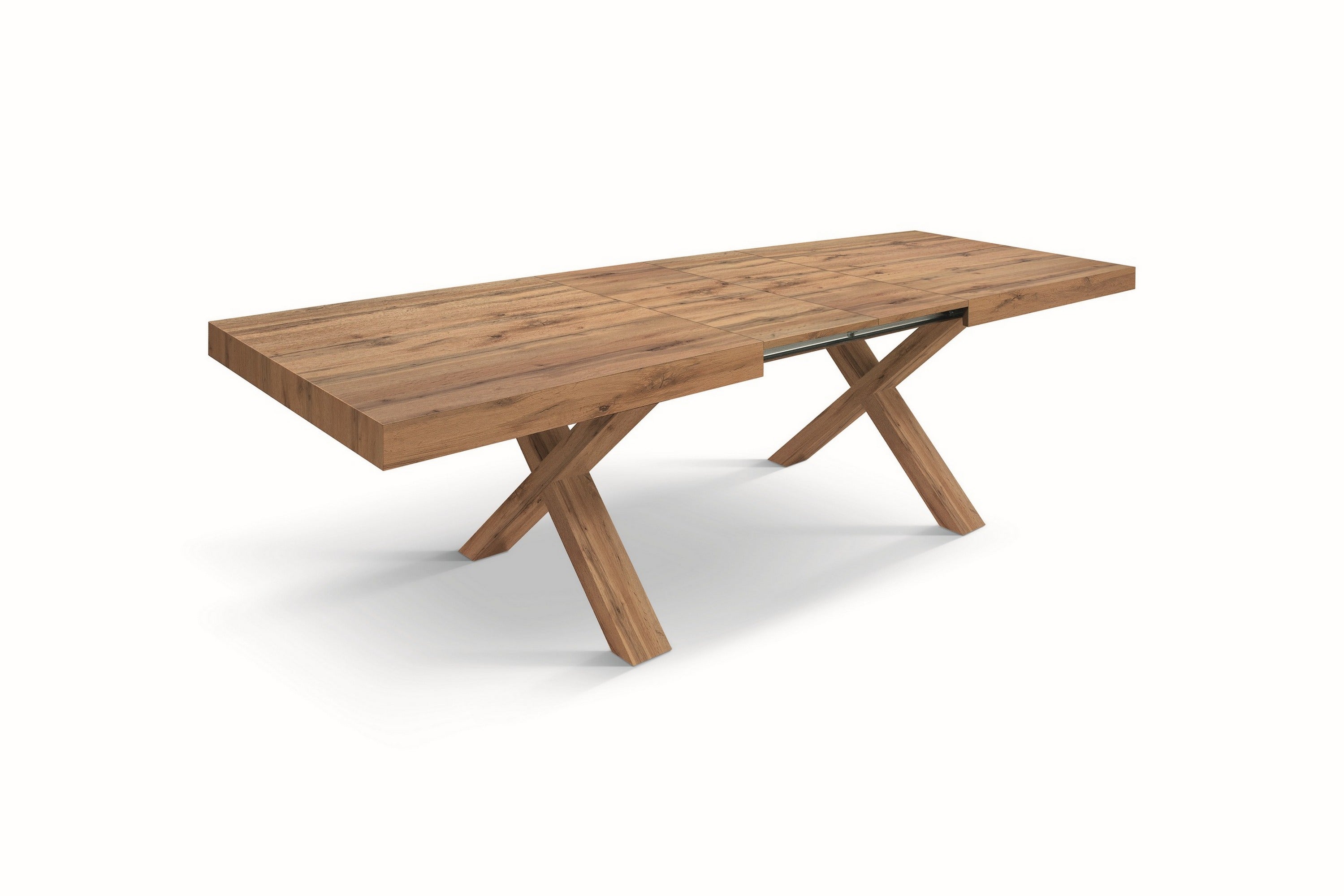 tavolo allungabile amalfi in legno effetto rovere rustico e gambe a x rovere rustico, allungabile 160×90 cm – 240×90 cm,...