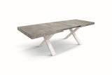 tavolo allungabile amalfi in legno effetto grigio cemento e gambe a x bianche, allungabile 160×90 cm – 240×90 cm, dettaglio...
