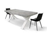 tavolo allungabile amalfi in legno effetto grigio cemento e gambe a x bianche, allungabile 160×90 cm – 240×90 cm, vista...