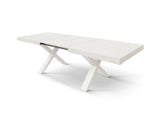 tavolo allungabile amalfi in legno effetto bianco frassinato e gambe a x bianche, allungabile 160×90 cm – 240×90 cm,...