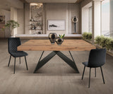 tavolo vulcano in legno, finitura rovere rustico con base in legno mdf antracite, allungabile 160×90 cm – 240×90 cm, vista...