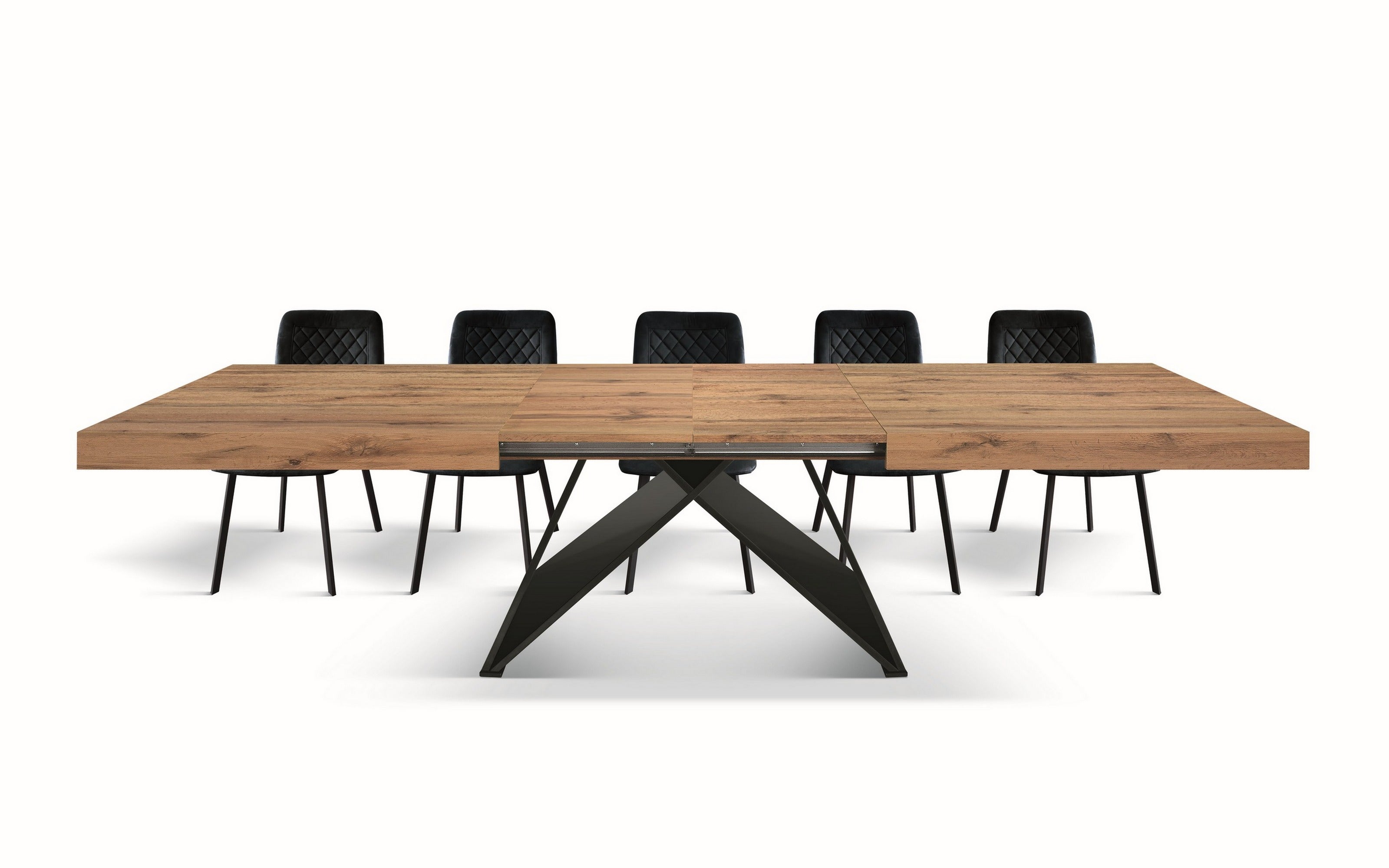 tavolo vulcano in legno, finitura rovere rustico con base in legno mdf antracite, allungabile 180×90 cm – 260×90 cm,...