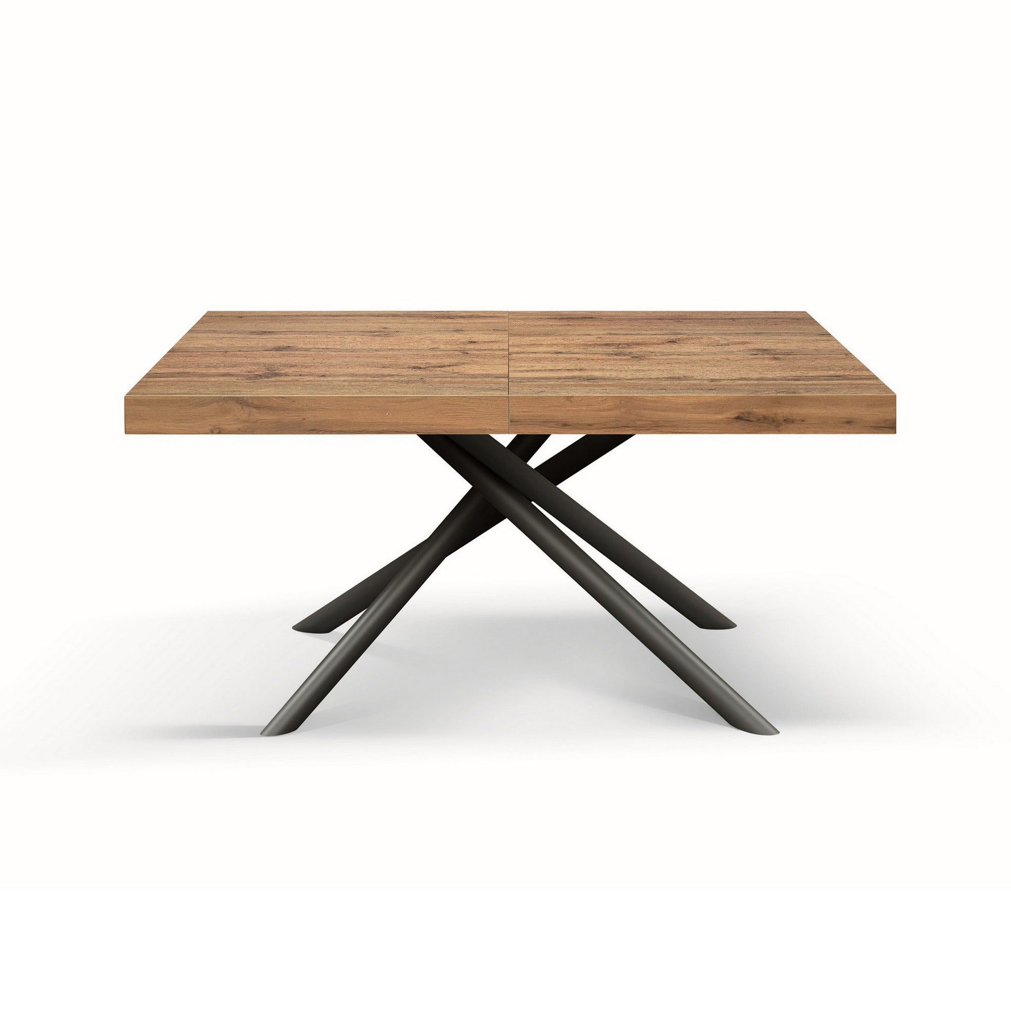 tavolo carrara in legno, finitura rovere rustico e base in metallo verniciato antracite, allungabile 140×90 cm – 220×90 cm,...