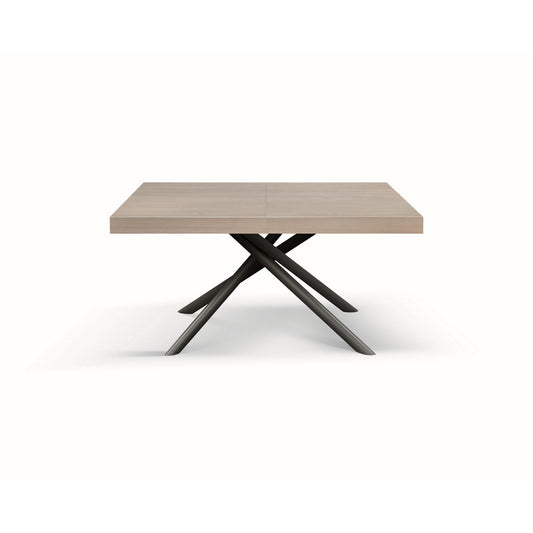 tavolo carrara in legno, finitura olmo perla e base in metallo verniciato antracite, allungabile 140×90 cm – 220×90 cm,...