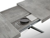 tavolo carrara in legno, finitura grigio cemento e base in metallo verniciato antracite, allungabile 140×90 cm – 220×90 cm,...