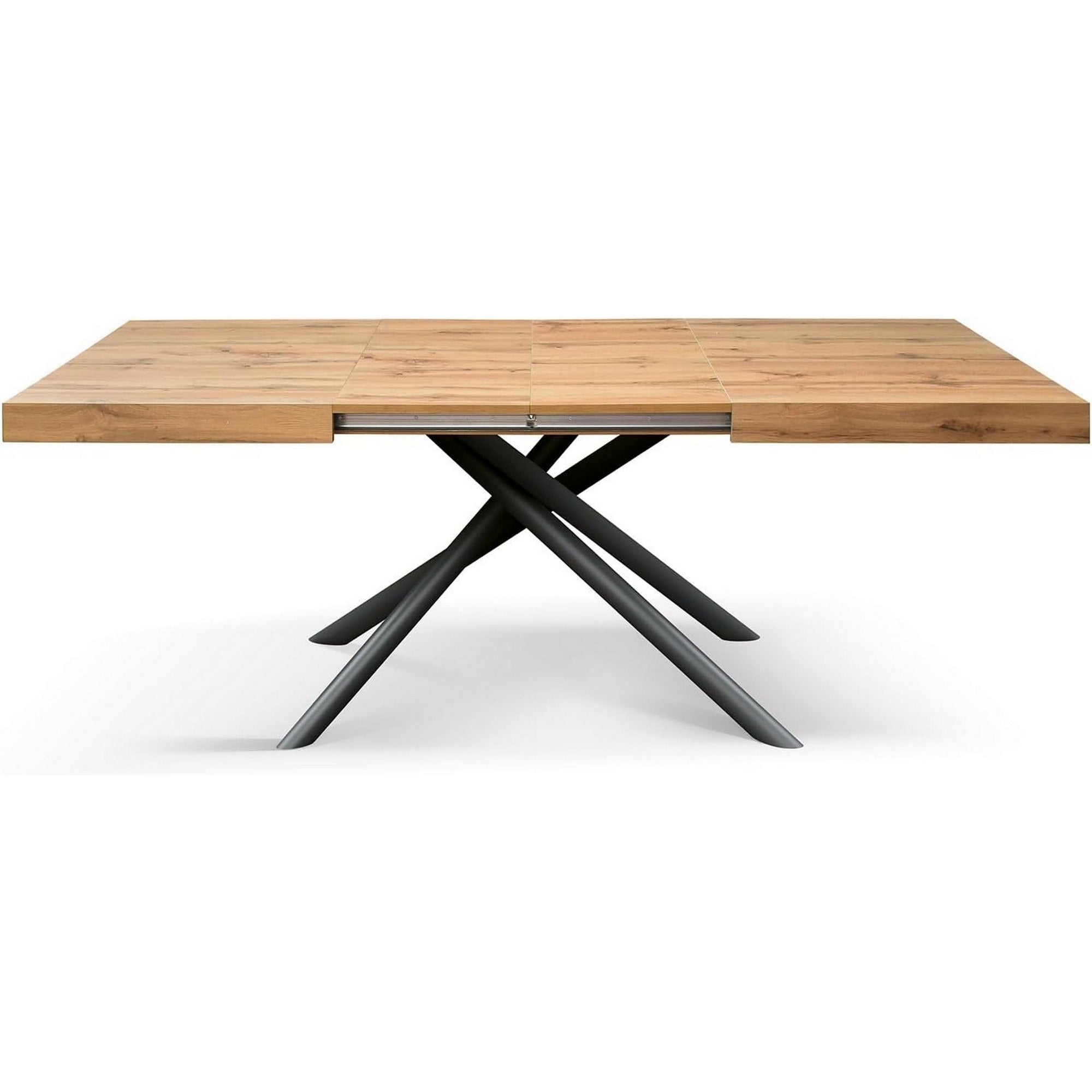 tavolo carrara in legno, finitura rovere rustico e base in metallo antracite, allungabile 160×90 cm – 240×90 cm, dettaglio...