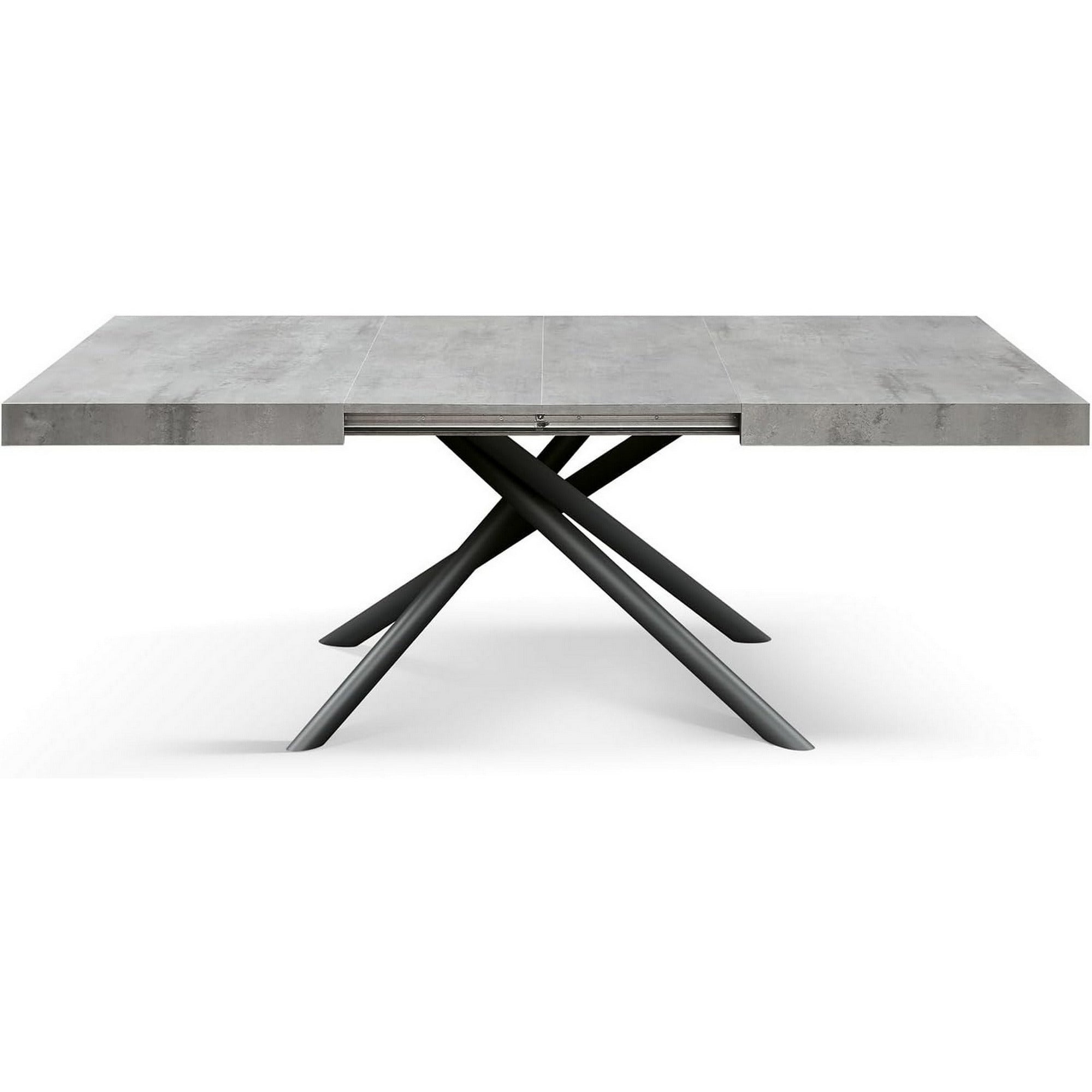 tavolo carrara in legno, finitura grigio cemento e base in metallo verniciato antracite, allungabile 160×90 cm – 240×90 cm,...