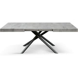 tavolo carrara in legno, finitura grigio cemento e base in metallo verniciato antracite, allungabile 160×90 cm – 240×90 cm,...