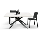 tavolo carrara in legno, finitura bianco frassinato e base in metallo verniciato antracite, allungabile 160×90 cm – 240×90...