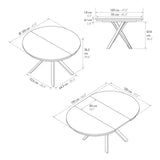tavolo rotondo pantelleria in legno, finitura bianco statuario e gambe in metallo nero, allungabile ø120xh75,3 cm –...