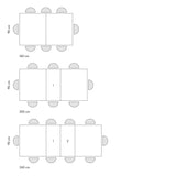 tavolo forte dei marmi in legno, finitura bianco statuario e base in metallo bianco, allungabile 160×90 cm – 240×90 cm,...