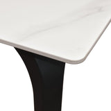 tavolo aleria in ceramica, effetto marmo bianco e gambe in metallo verniciato nero, fisso 140x80x76 cm, design moderno per...