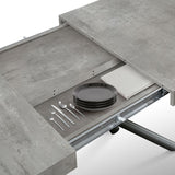 tavolo carrara in legno, finitura grigio cemento e base in metallo verniciato antracite, allungabile 180×90 cm – 260×90 cm,...