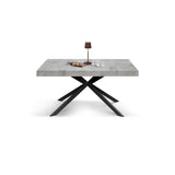 tavolo camaiore in legno, finitura grigio cemento e base a x in metallo antracite, allungabile 180×90 cm – 260×90 cm, tavolo...