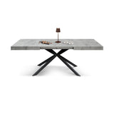 tavolo camaiore in legno, finitura grigio cemento e base a x in metallo antracite, allungabile 180×90 cm – 260×90 cm,...