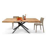 tavolo carrara in legno, finitura rovere rustico e base in metallo verniciato antracite, allungabile 180×90 cm – 260×90 cm,...