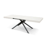 tavolo carrara in legno, finitura bianco frassinato e base in metallo verniciato antracite, allungabile 180×90 cm – 260×90...