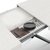 tavolo carrara in legno, finitura bianco frassinato e base in metallo verniciato antracite, allungabile 180×90 cm – 260×90...