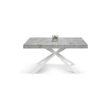 tavolo camaiore in legno, finitura grigio cemento e base a x in metallo bianco, allungabile 180×90 cm – 260×90 cm, tavolo...