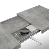 tavolo camaiore in legno, finitura grigio cemento e base a x in metallo bianco, allungabile 180×90 cm – 260×90 cm, vista...