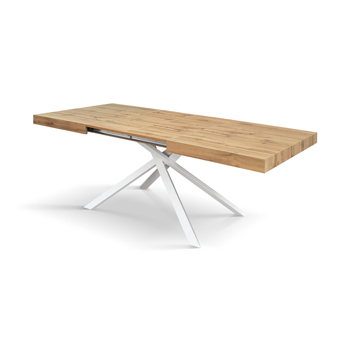 tavolo forte dei marmi rovere rustico allungabile con base bianca 180×90 cm – 260×90 cm, dettaglio della struttura in legno...