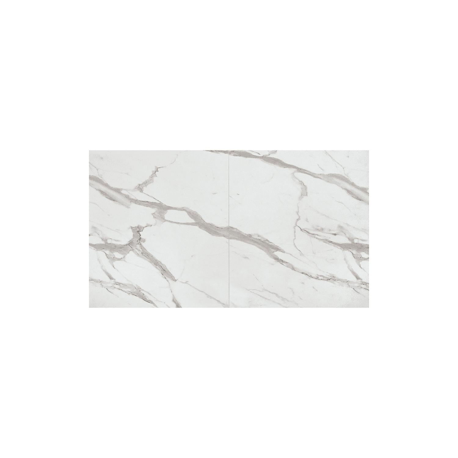 tavolo vulcano in legno, finitura bianco statuario e base in legno mdf nero, allungabile 160×90 cm – 240×90 cm, superficie...