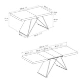tavolo vulcano in legno, finitura bianco statuario e base in legno mdf nero, allungabile 160×90 cm – 240×90 cm, arredo...