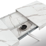 tavolo camaiore in legno, finitura bianco statuario e gambe a x in metallo bianco, allungabile 140×90 cm – 220×90 cm, design...