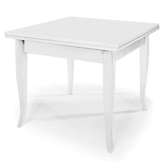 tavolo santa croce in legno bianco allungabile 80×80 cm – 150×80 cm, tavolo elegante adatto a sala da pranzo o cucina
