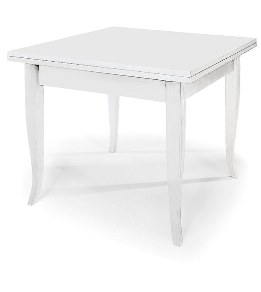 tavolo santa croce bianco allungabile a libro 90×90 cm – 180×90 cm, tavolo elegante adatto a sala da pranzo o cucina
