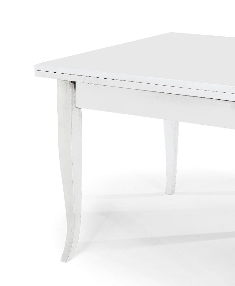 tavolo santa croce bianco allungabile a libro 90×90 cm – 180×90 cm, dettaglio della struttura in legno o metallo