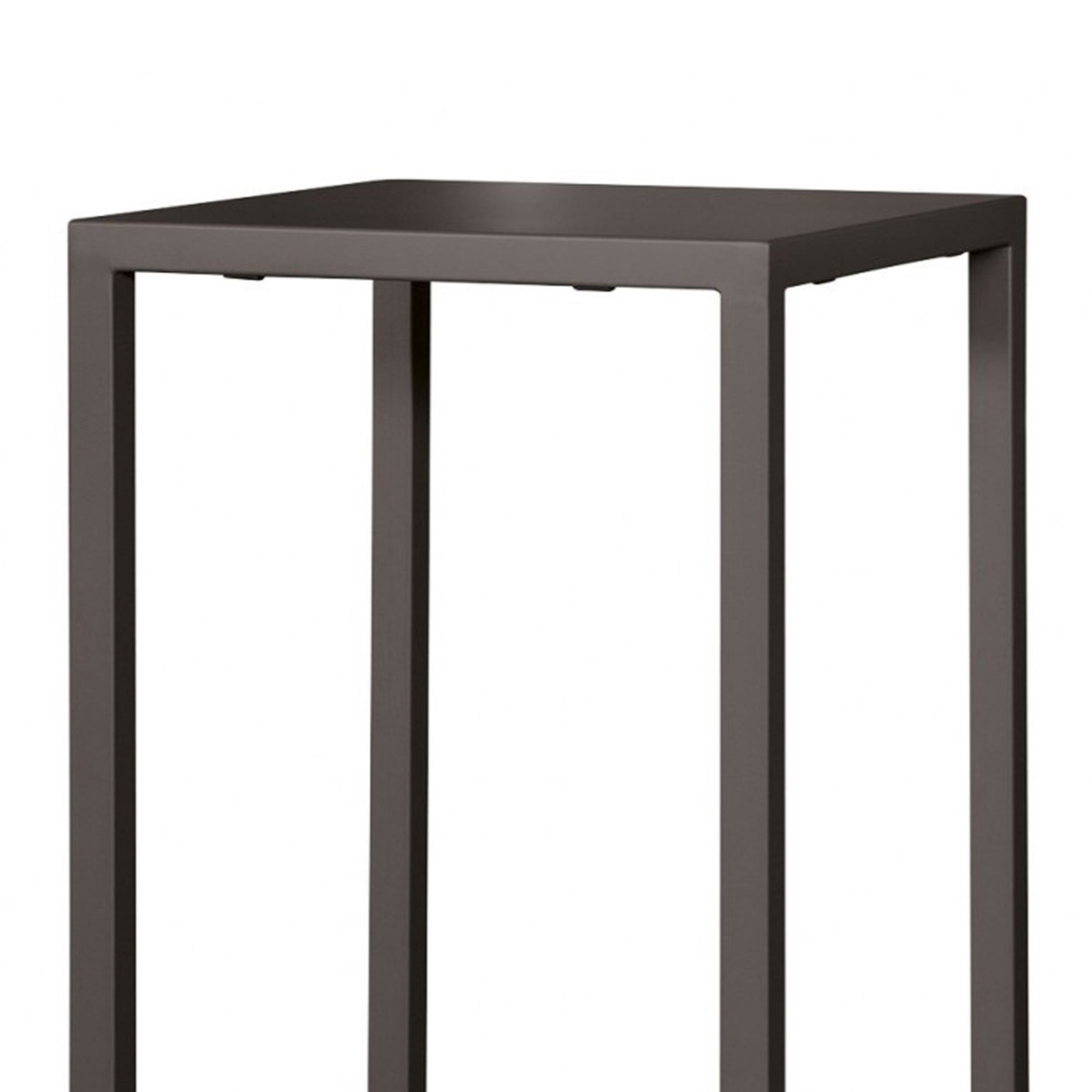tavolo alto zurigo in metallo antracite 60×60 cm, impilabile, dettaglio dei materiali trattati per uso esterno