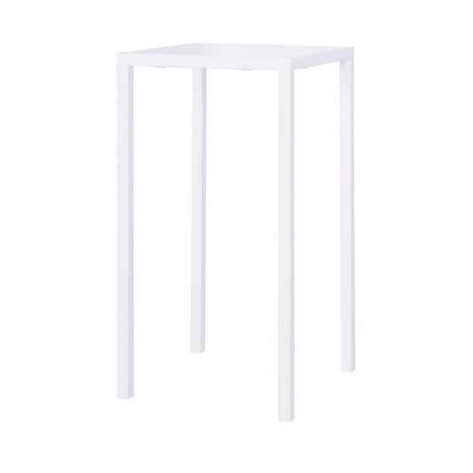 tavolo alto zurigo in metallo bianco 60×60 cm, impilabile, tavolo da giardino perfetto per pranzi all’aperto