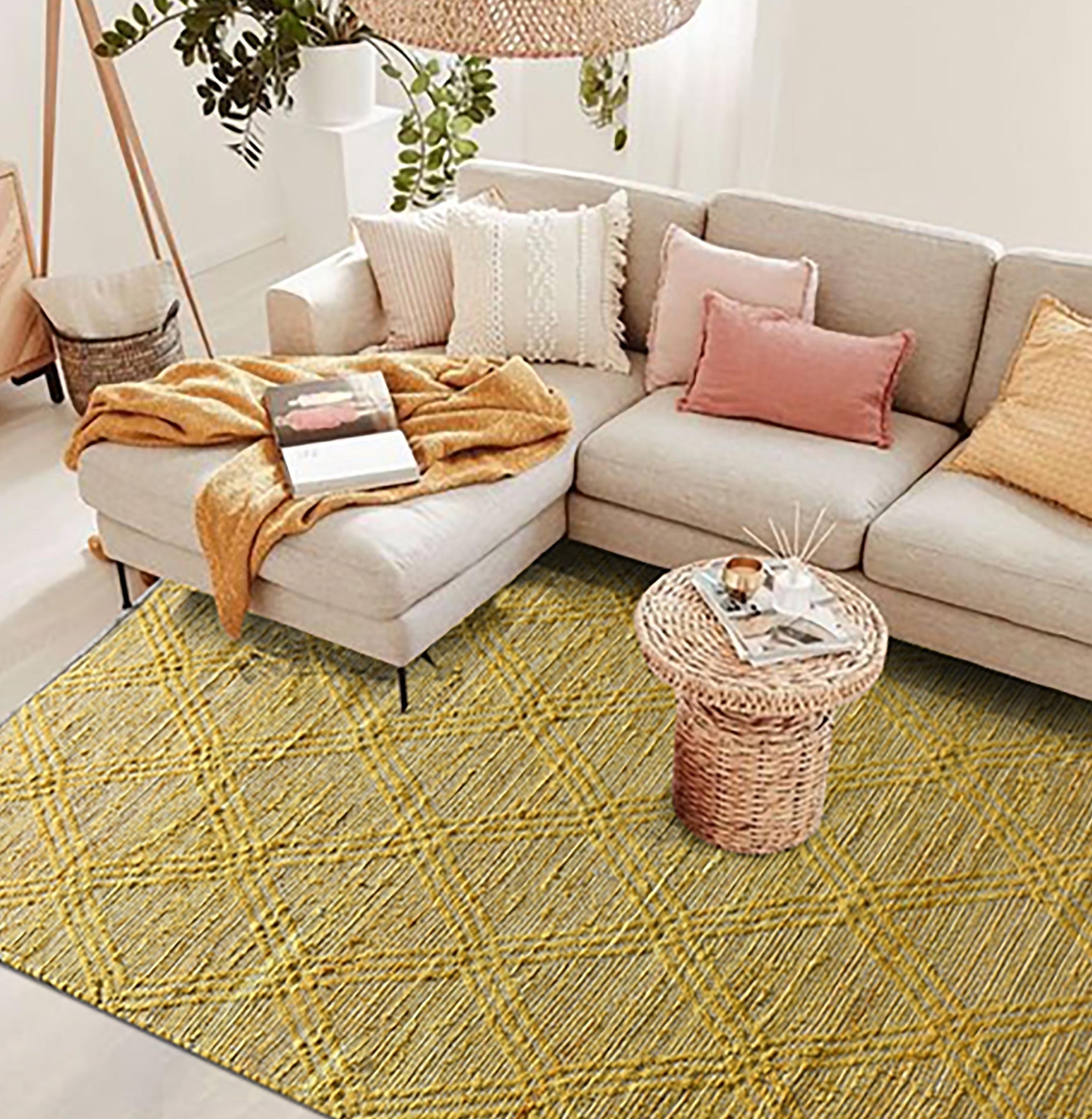 tappeto amaya oro, colore oro, taglia 160 x 230. materiali naturali e sostenibili per un comfort ecologico e duraturo