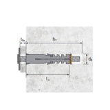 tassello in nylon ø9 tna 9 vite m4 made in italy, accessori per installazioni su parete o soffitto