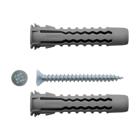 tassello in nylon rx010vbk ø 10x50 e vite mm. 6x60 made in italy, tasselli per fissaggio visti frontalmente