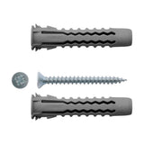 tassello in nylon rx010vbk ø 10x50 e vite mm. 6x60 made in italy, tasselli per fissaggio visti frontalmente